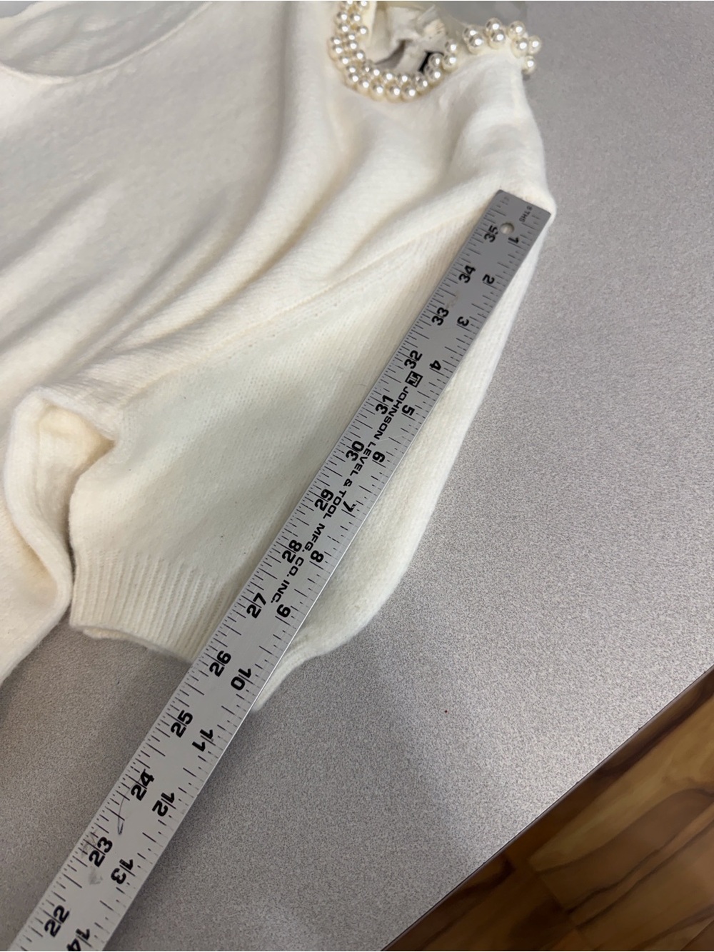 ANN TAYLOR  Ivory Short-Sleeve Pearl-Trim Sweater SIZE SMALL NEW / UNWORN - Picture 5 of 10